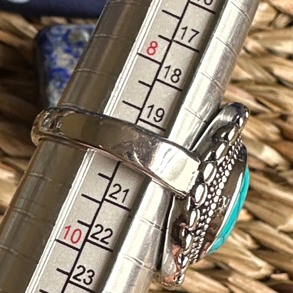 Sonoran Turquoise big silver ring/southwestern turquoise protection and peace - Picture 2 of 8